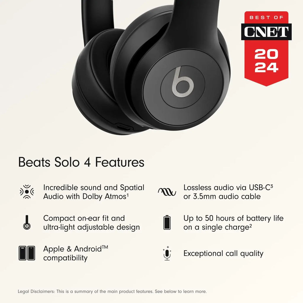 Wireless On-Ear Headphones with 50-Hour Battery, Lightweight Comfort, Balanced Sound for Apple & Android - Matte Black