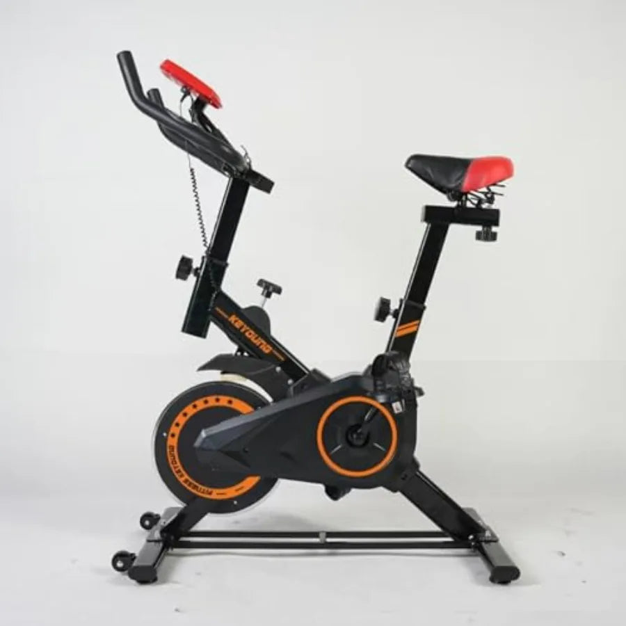 Indoor Exercise Bike with Adjustable Resistance Durable Steel Frame Black Finish Compact Design for Home Gym