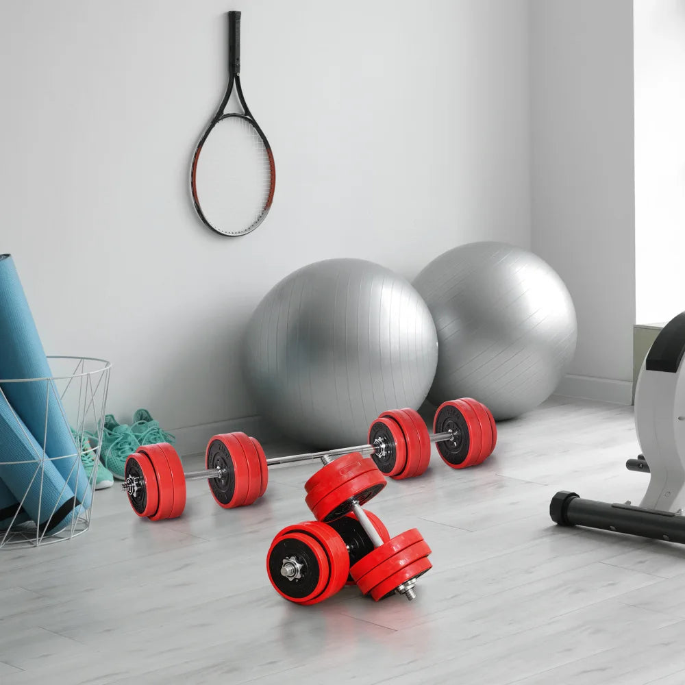 Soozier Adjustable Dumbbell Set, 66lbs Convertible to Barbell Weight Set for Home Gym Women and Men Weight Lifting Training
