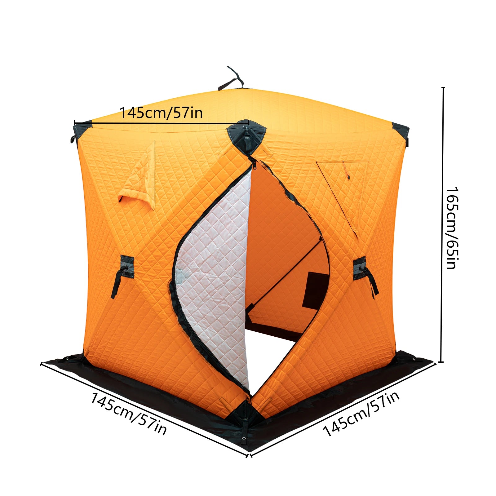 Outdoor Winter with Cotton Insulation, Windproof and Ice Proof Fishing House Equipment, Winter Fishing Cotton Tent - Orange