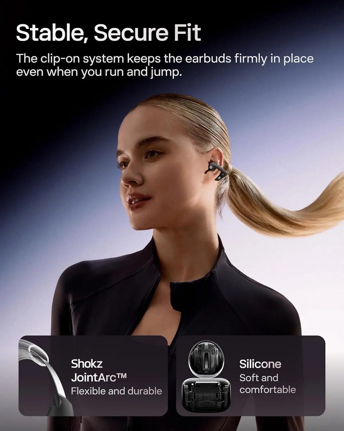 Open-Ear Clip-On Wireless Bluetooth Earbuds with Microphone, Dolby Audio, Water Resistant, Fast Charging, 40 Hours Playtime