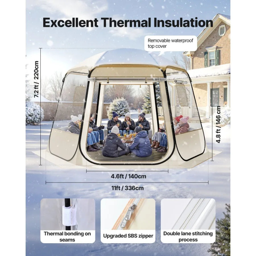 Pop up Bubble Tent 11 x 10.2 ft Waterproof UV Resistant Clear Camping Tent Shelter Outdoor Garden Dome Igloo Tent with Windows