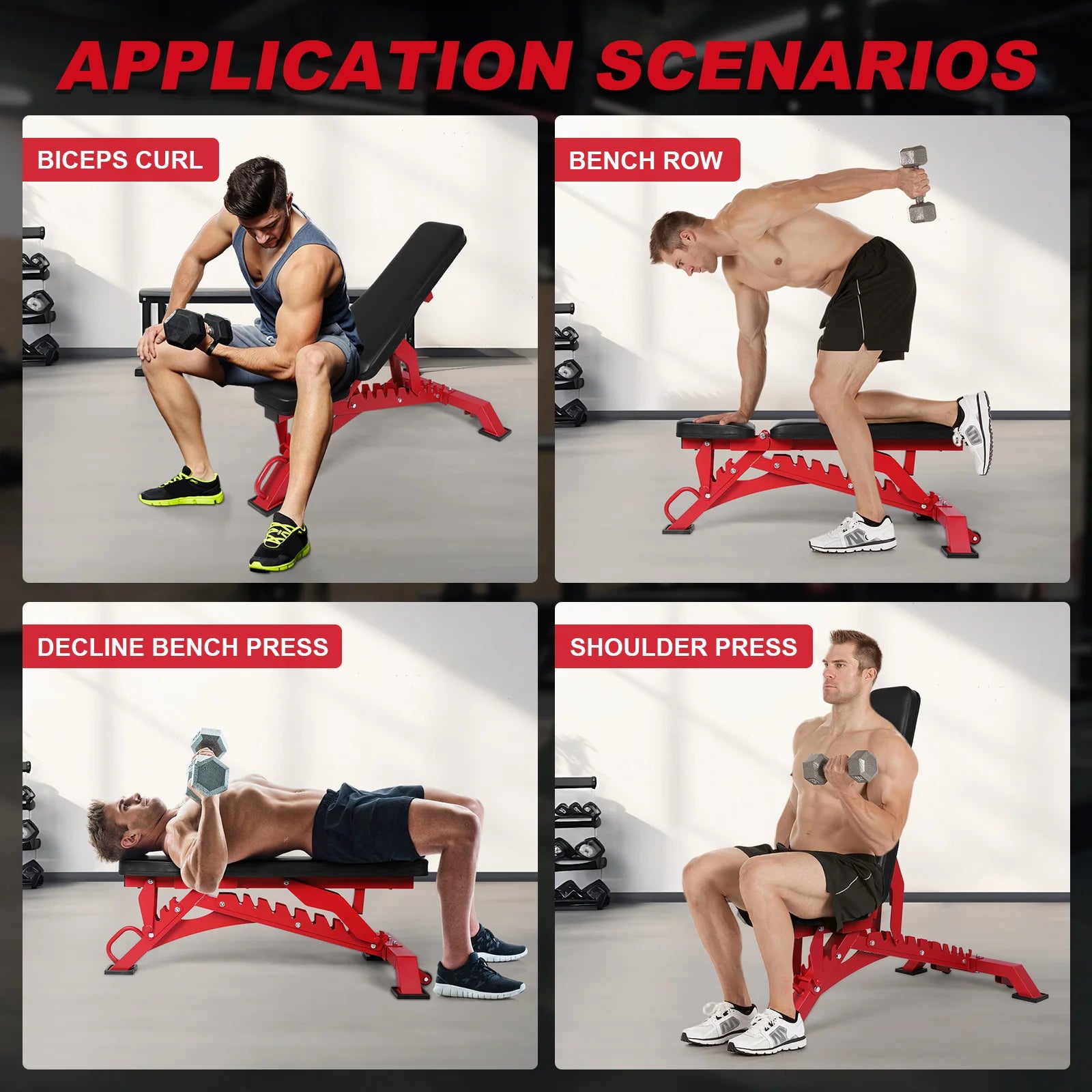 Weight Bench Adjustable Workout Bench Fitness Equipment for Garage and Home Gym Workouts
