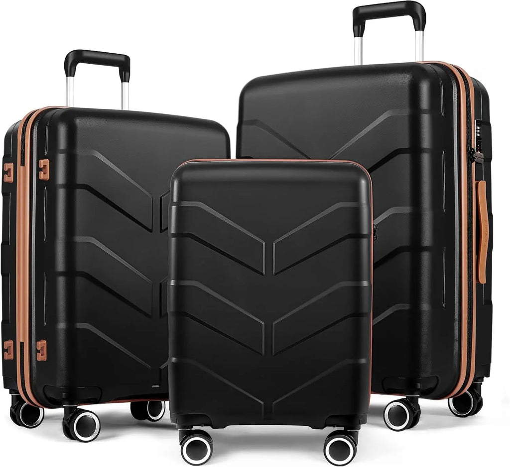 3-Piece Hardside Luggage Set with Spinner Wheels, TSA Lock, Expandable Lightweight Suitcases for Travel