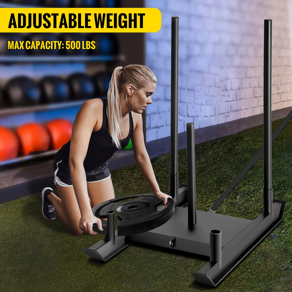 VEVOR Weight Sled Pull Power Sled Workout Harness Tire Pulling Sled Football Workout Equipment Weight Drag Sled Strap
