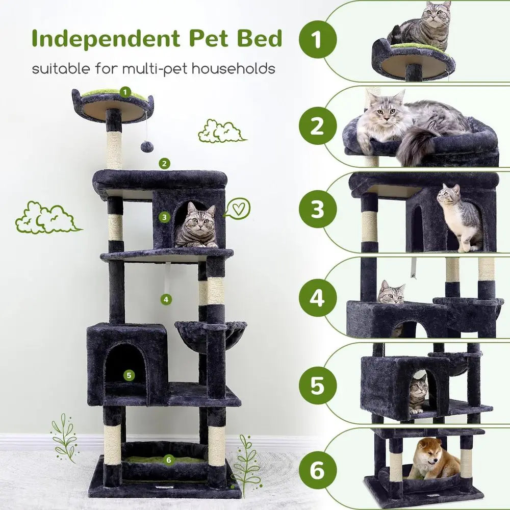 GloHeavy Duty Cat Trees or Large Cats, Sturdy 72in Maine Coon Cat Tree or Large Cats 20 lbs+ Heavy Duty Cat Tower or Adult Bigge