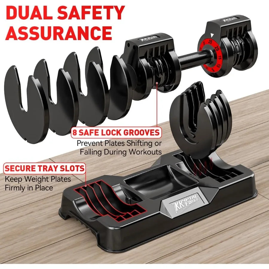 25 55lbs Adjustable Dumbbells Set of 2 for Home Gym: 5in1 or 10in1 Adjustable Weights with AntiSlip Texture Handle Compact Desi