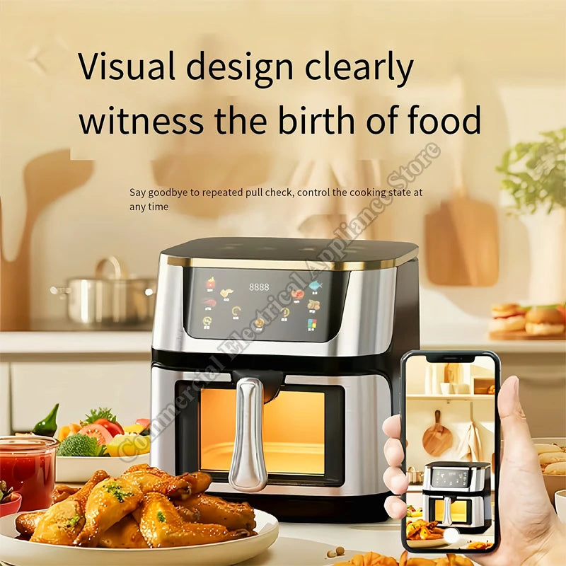 Air Fryer Electric Visible Large Capacity Oil-free Convection Oven Household Kitchen Appliances Multifunctional Air Fryer