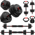 Adjustable dumbbell set,70lbs Free Weights set with upgraded nut, 5 in 1 Weight Set Used as Kettlebells, Barbell, Push up Stand