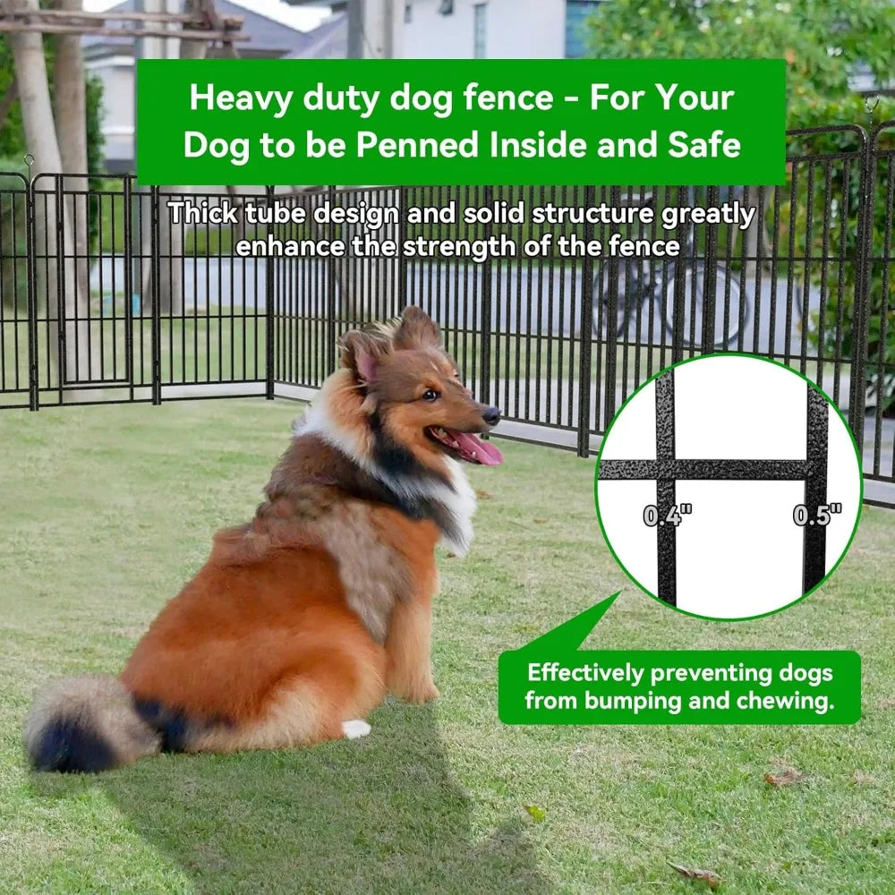 Dog Fence Outdoor 12 Piece Panels 47 Height, Square Steel Pipe with Reinforced Crossbars, Anti-Rust Heavy Duty Dog Playpen with