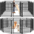 Dog Fence Outdoor 12 Piece Panels 47 Height, Square Steel Pipe with Reinforced Crossbars, Anti-Rust Heavy Duty Dog Playpen with