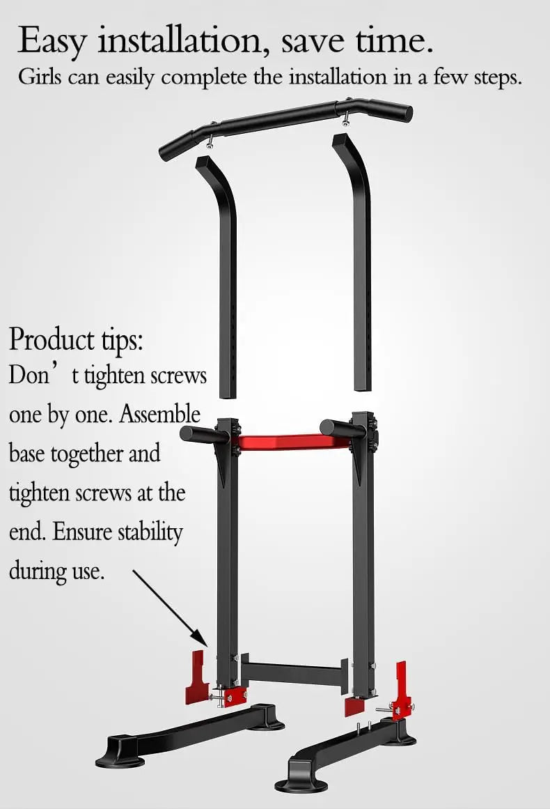 Power Tower Dip Station with Pull-Up Bar – Adjustable Height, Non-Slip Base, 330lbs Capacity Home Gym Equipment