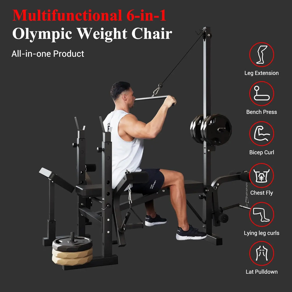 Weight Bench, Foldable Bench Press Set with Leg Extension, Adjustable Workout Bench  for Training Home Gym