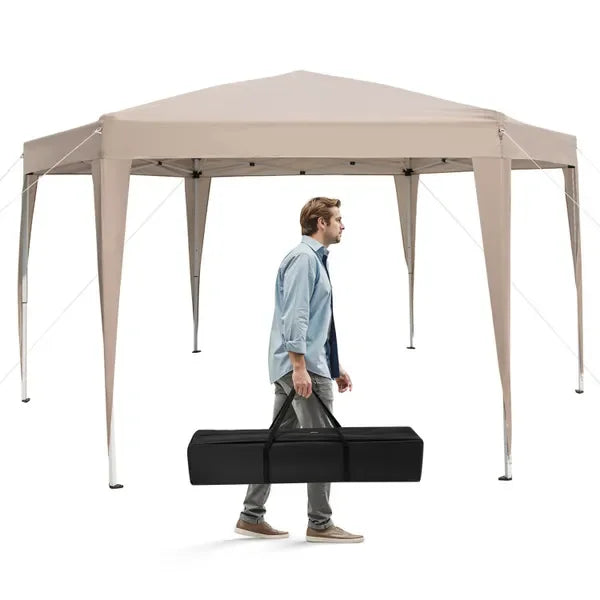 Portable Outdoor Shelter Tent, 11.5FT Hexagonal Pop-Up with Adjustable Height & Stylish Legs