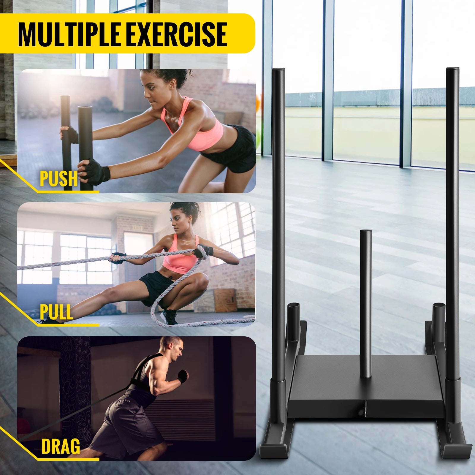 VEVOR Weight Sled Pull Power Sled Workout Harness Tire Pulling Sled Football Workout Equipment Weight Drag Sled Strap