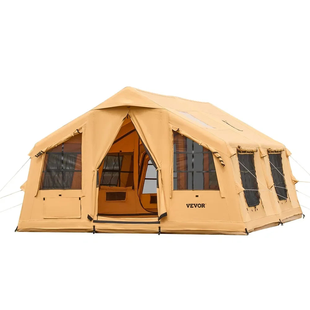 Luxury 4 Season 8-12 Person Inflatable Tent, Easy Setup Blow Up Camping Tent with Hand Pump for Outdoor Travel