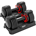 25 55lbs Adjustable Dumbbells Set of 2 for Home Gym: 5in1 or 10in1 Adjustable Weights with AntiSlip Texture Handle Compact Desi