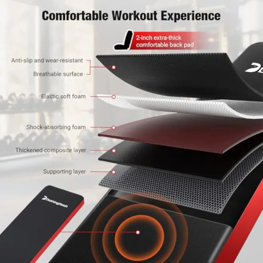 6-in-1 Foldable Weight Bench Set 1695LBS Adjustable Workout Bench with Barbell Rack Curl Pad Bench Press Leg Extension Curl Mac