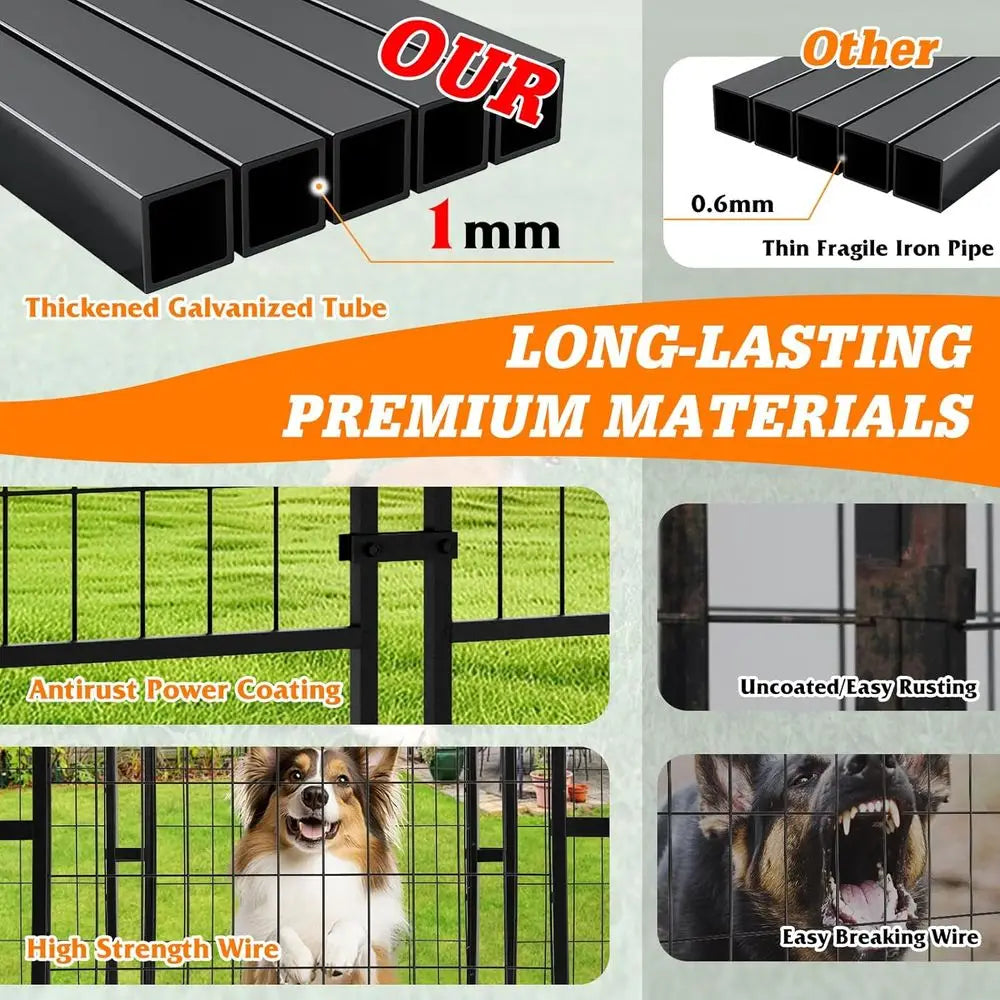 Sturdy Large Dog Playpen - 8x4x6 ft Steel Enclosure with UV-Protected Cover for Pets in Outdoor Spaces