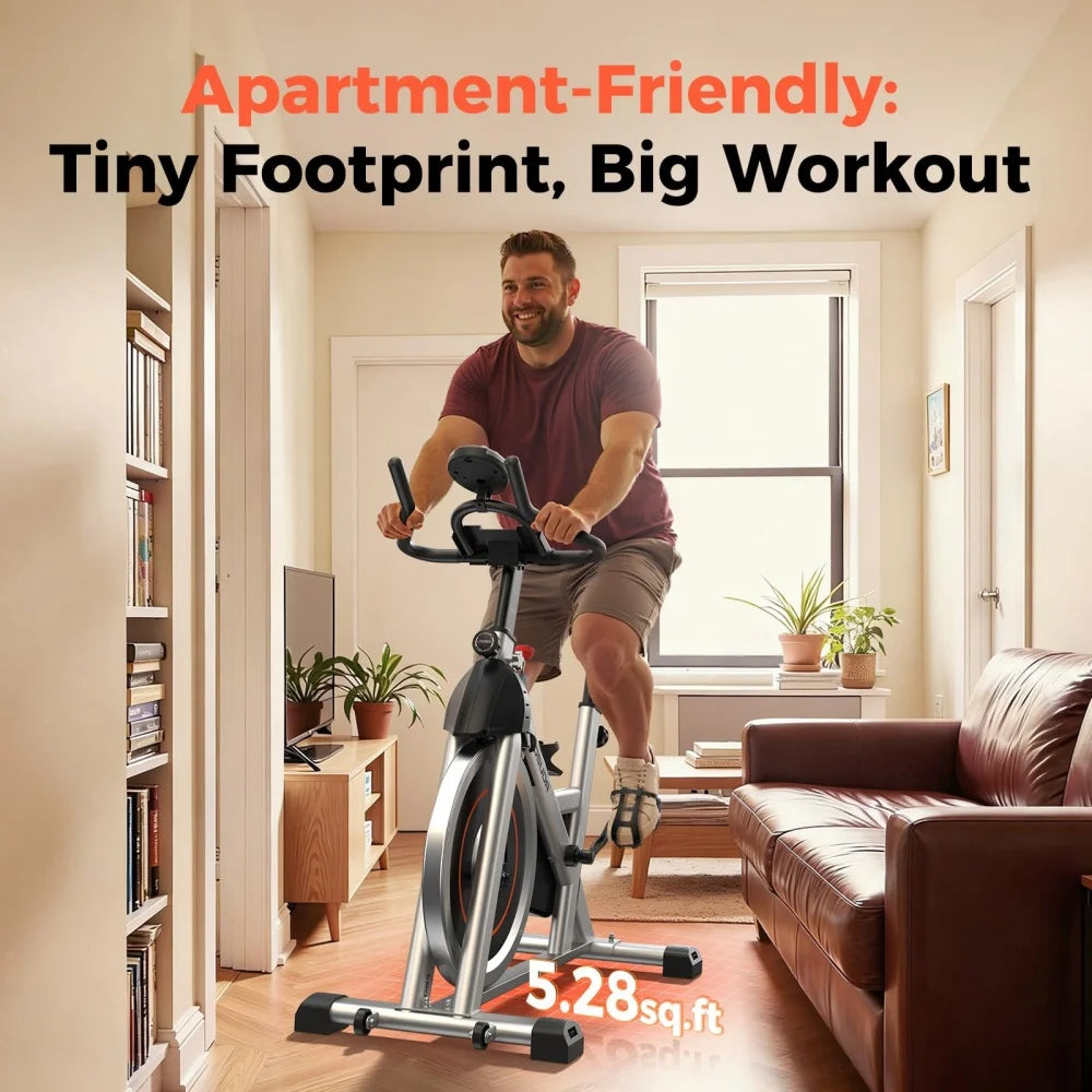 Indoor Bike Silent Home Cycling Exercise Indoor Spin Bike Equipment Adjustable Fitness Bike for Cardio Training