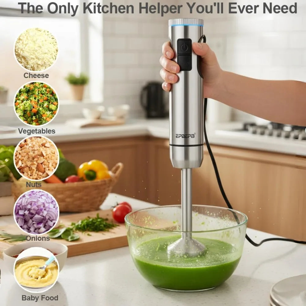 1000W 11 in 1 Handheld Immersion Blender Kit for Smoothie Juice Meat Milk Egg Dough Veg Potato