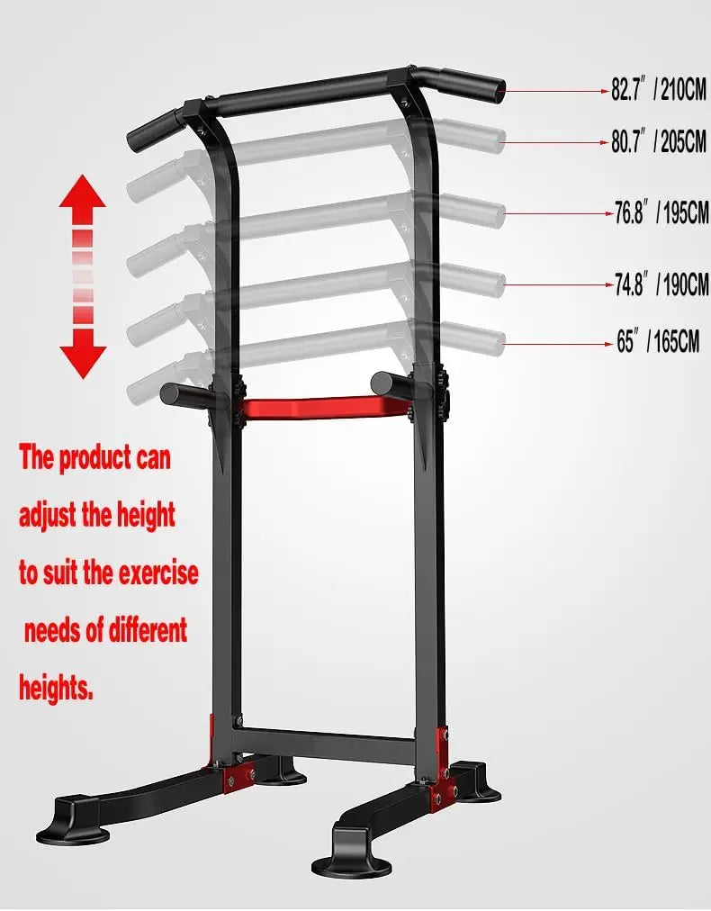 Power Tower Dip Station with Pull-Up Bar – Adjustable Height, Non-Slip Base, 330lbs Capacity Home Gym Equipment