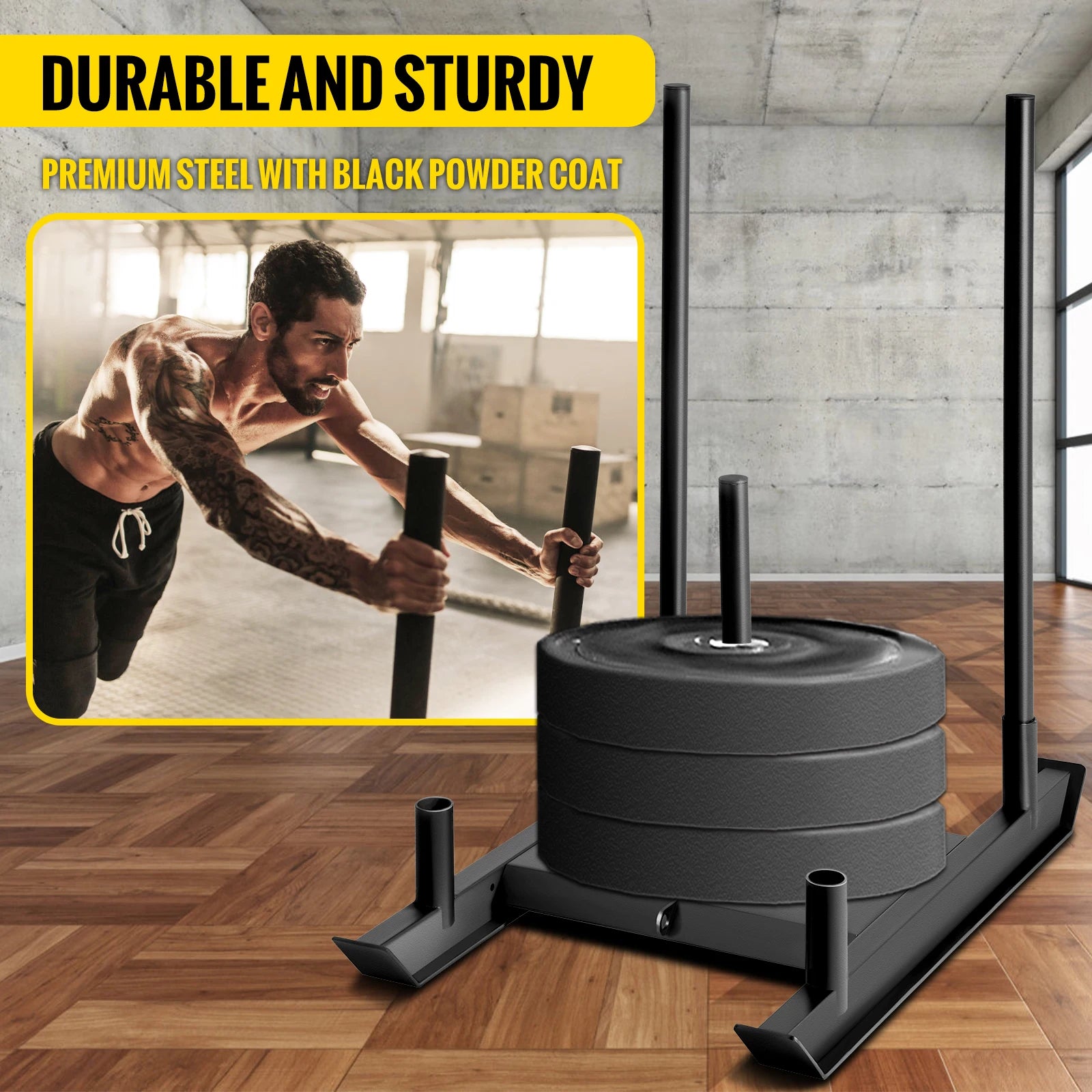 VEVOR Weight Sled Pull Power Sled Workout Harness Tire Pulling Sled Football Workout Equipment Weight Drag Sled Strap