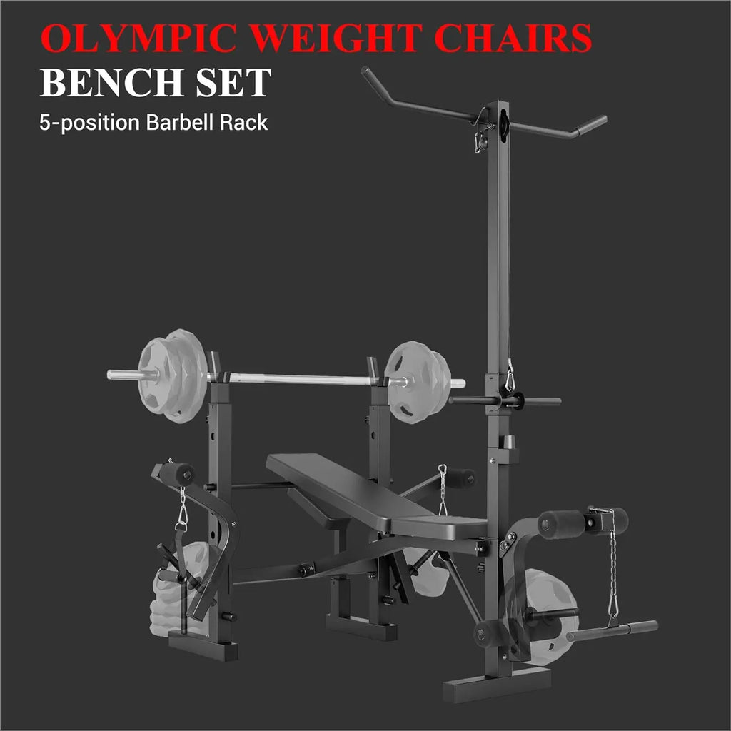 Weight Bench, Foldable Bench Press Set with Leg Extension, Adjustable Workout Bench  for Training Home Gym