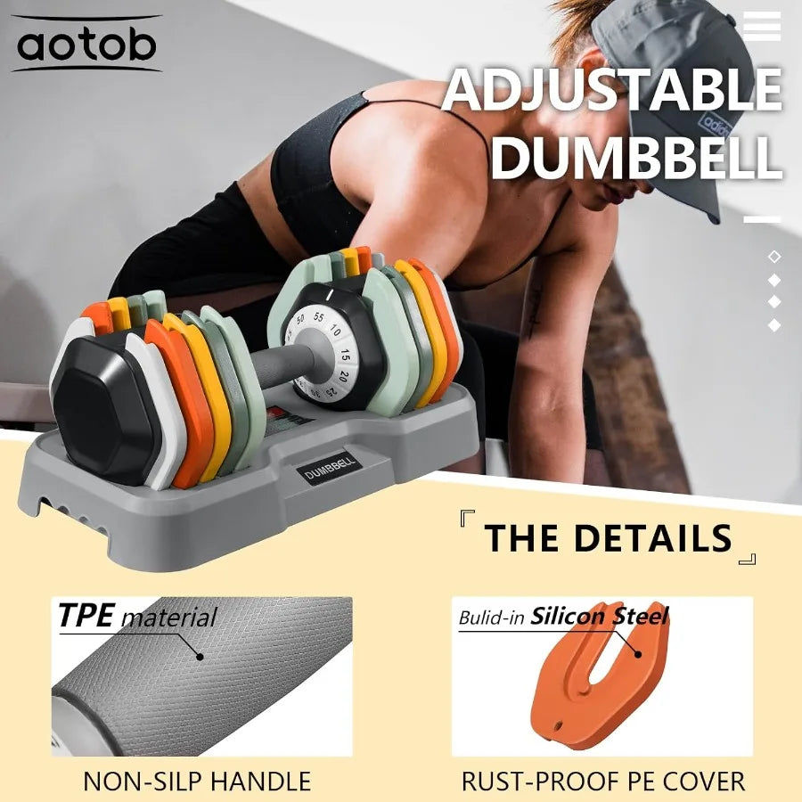 25 55 LBS Adjustable Dumbbell Set with AntiSlip FastAdjust Turning Handle for Home Gym Workouts Ideal for Men and Women Compact