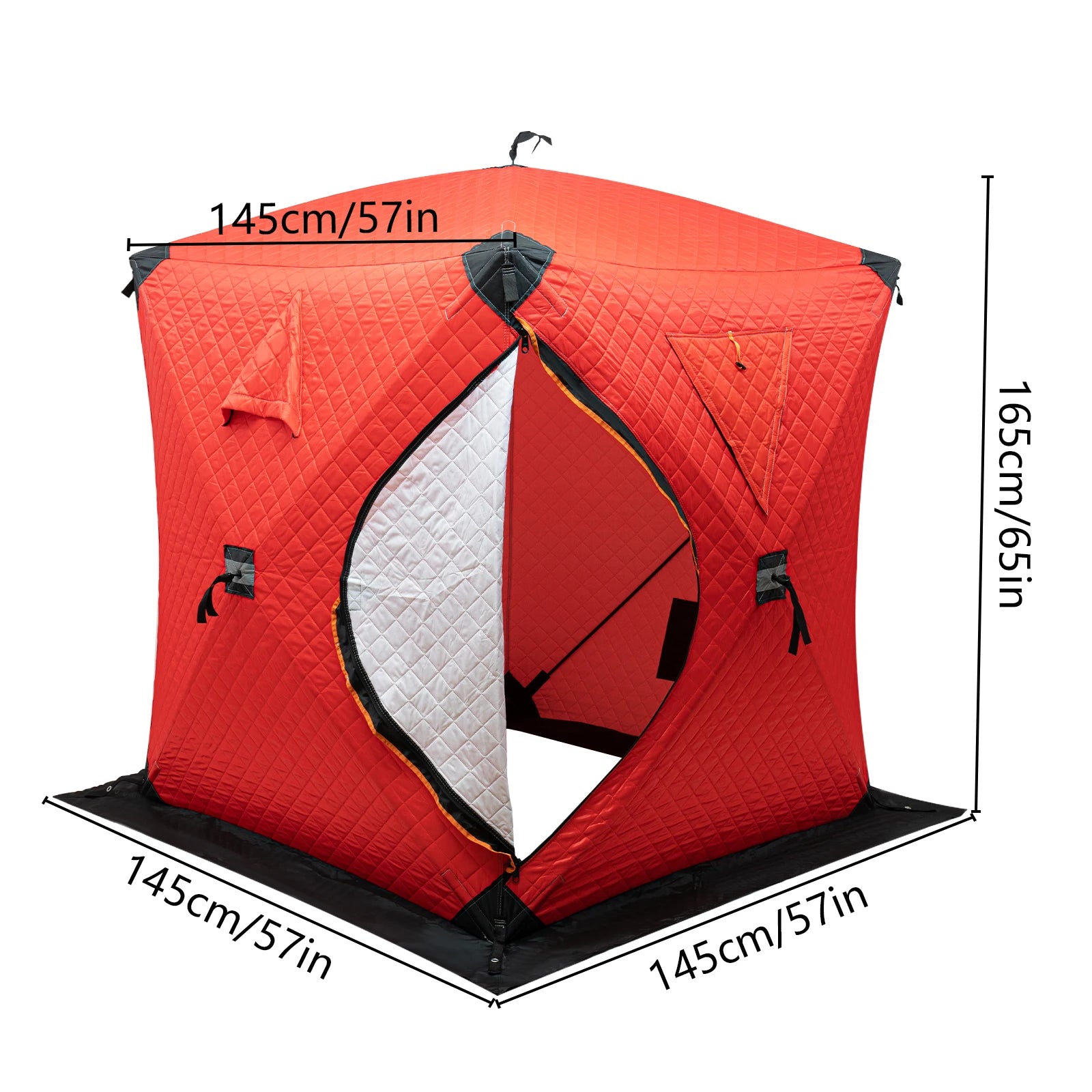 Ice Fishing Insulated Tent, 1-2 Person Shelter, Portable Thermal Tent with Built-In Storage, Warm & Windproof Camping Tent