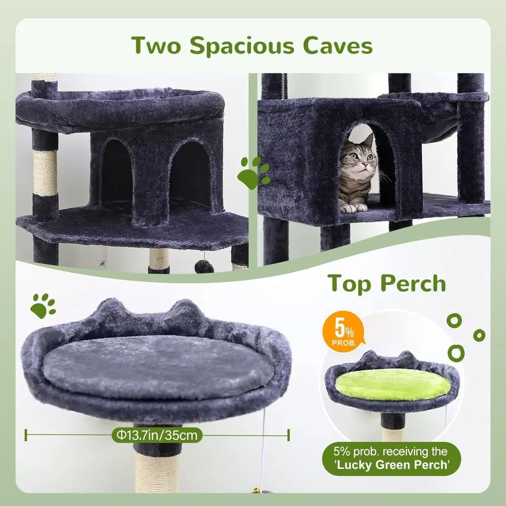 GloHeavy Duty Cat Trees or Large Cats, Sturdy 72in Maine Coon Cat Tree or Large Cats 20 lbs+ Heavy Duty Cat Tower or Adult Bigge